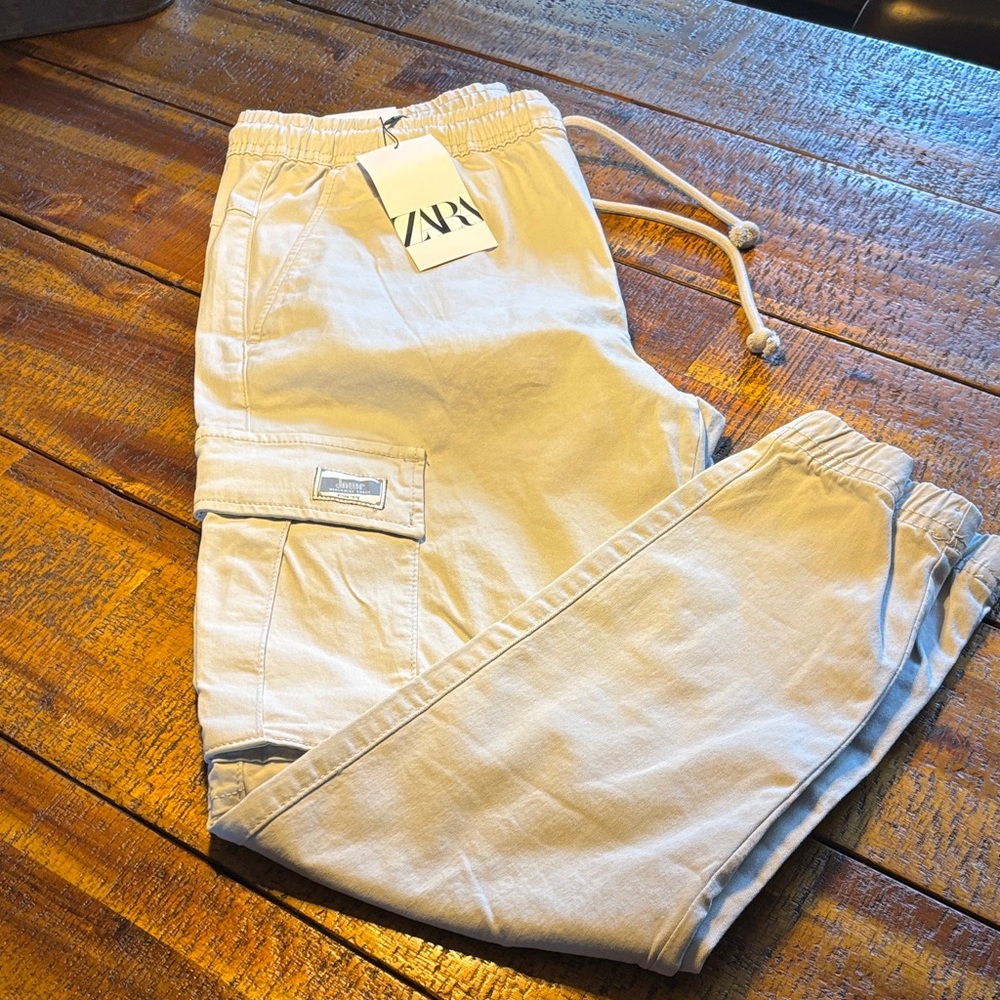 Zara Beige Cargo Jogger Pants